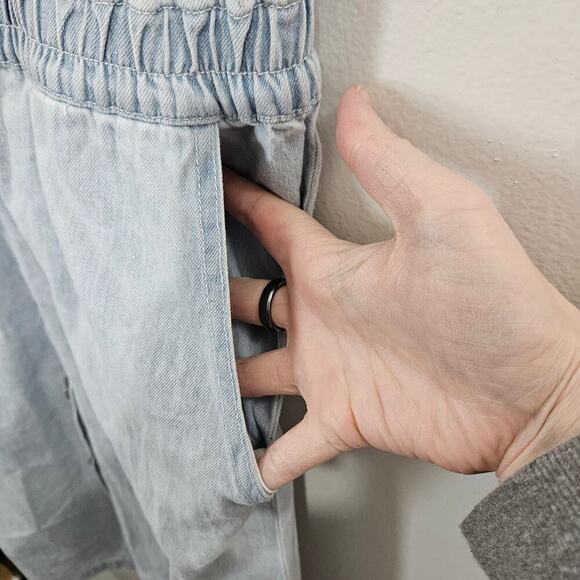 POL Denim Button Front Elastic Waist Cotton Midi Dress Size Small - Picture 6 of 8